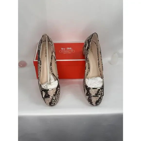 NWT Coach Size 8 Isla Classic Print Snake heels - Picture 2 of 10